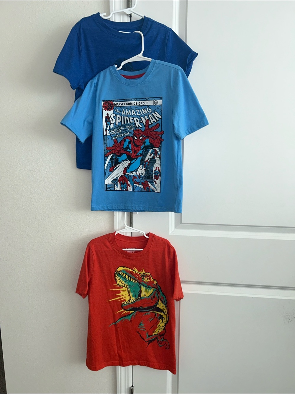 Marvel Blue Spider-Man Comic Panel Kids Tee Bundle with Dinosaur and Basketball